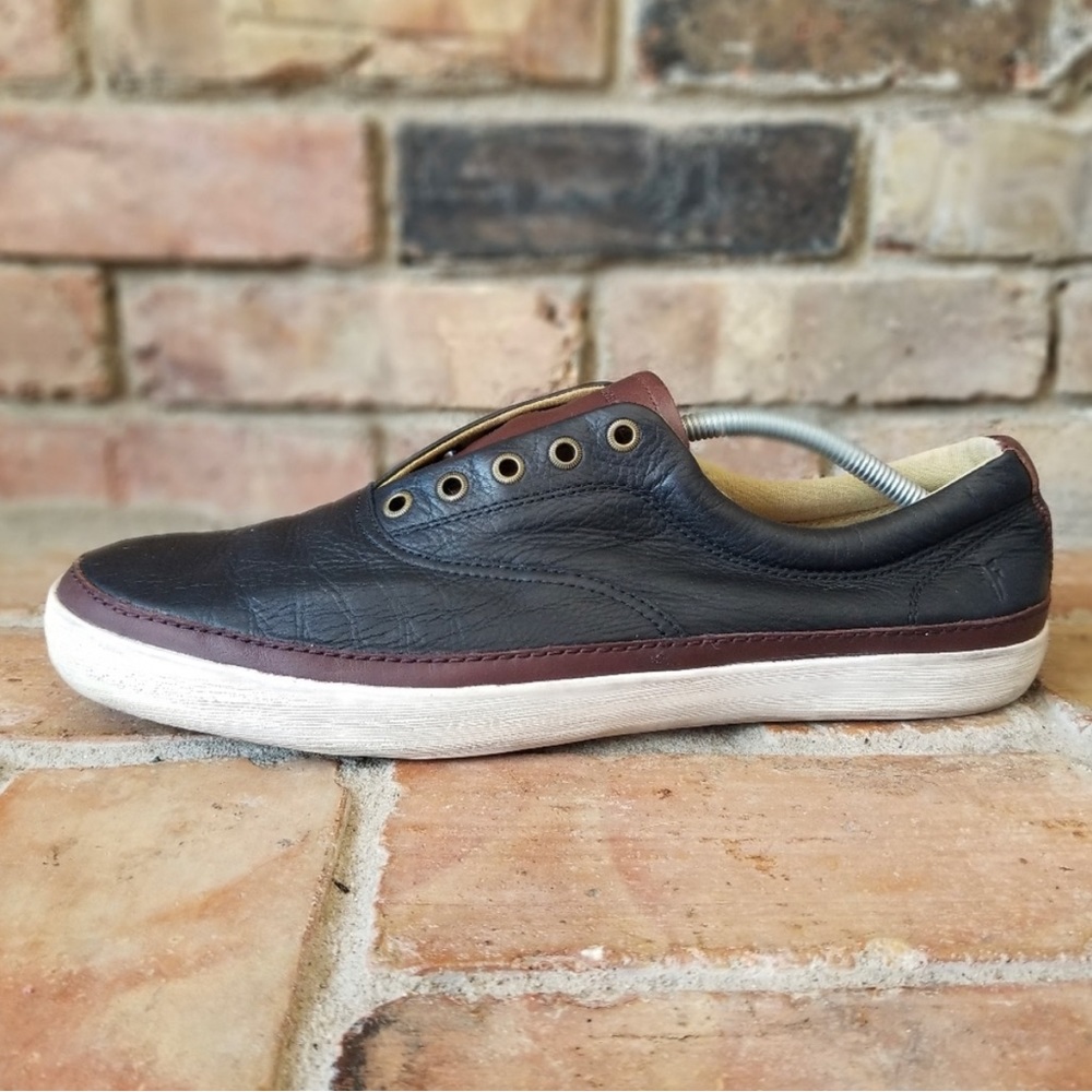 Frye Gavin Deck Slip-on Sneakers Brown Black Leather Size 12 Comfort 81233